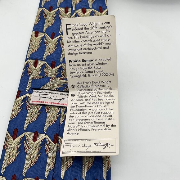 Frank Lloyd Wright Collection 100% Silk Prairie Sumac Design NWT - Picture 7 of 9